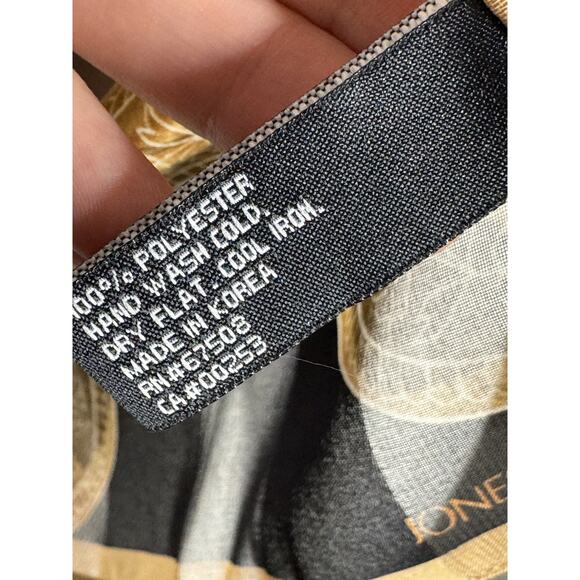 Jones New York Beige Tan Gold Black Paisley Abstract Print Rectangle Scarf - Picture 4 of 4